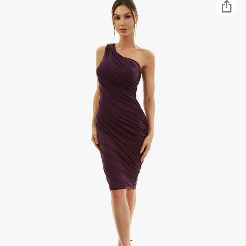 Ruched deep plum mini dress new with tags Size 2/XS but can fit 0 see size chart